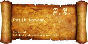 Petik Norman névjegykártya